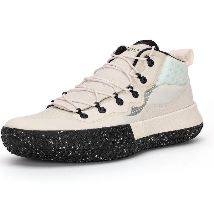 Brandblack Sansin Evo Cream And Black Mid-Top Sneakers With Speckled Sole